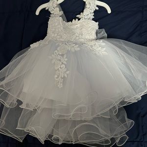 White flower girl dress